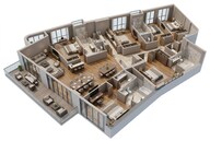 Floor plan of 4 BHK 2400 Sq. Ft. Apartment in Rustomjee Ocean Vista, Mumbai