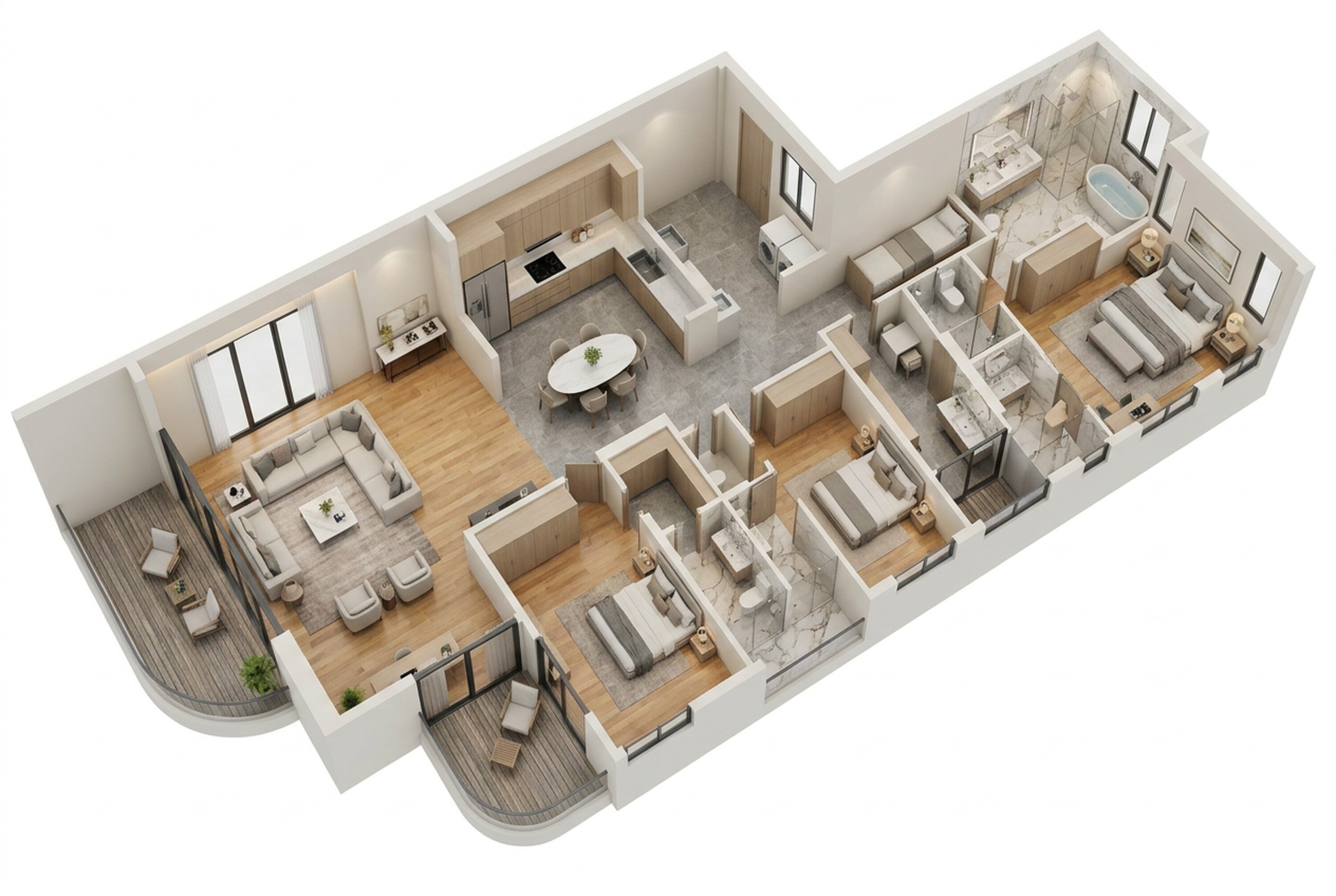 Floor plan of 4 BHK 2521 Sq. Ft. Apartment in Rustomjee Ocean Vista, Mumbai