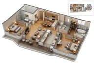 Floor plan of 3 BHK 1326 Sq. Ft. Apartment in Rustomjee Ocean Vista, Mumbai