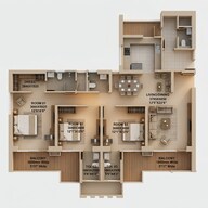 Floor plan of 3 BHK 1948 Sq. Ft. Apartment in Godrej Vrikshya, Gurgaon