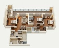 Floor plan of 3 BHK 2430 Sq. Ft. Apartment in Godrej Vrikshya, Gurgaon