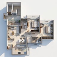 Floor plan of 2 BHK 833 Sq. Ft. Apartment in Dosti Willow, Thane