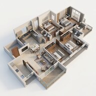 Floor plan of 3 BHK 1264 Sq. Ft. Apartment in Dosti Willow, Thane