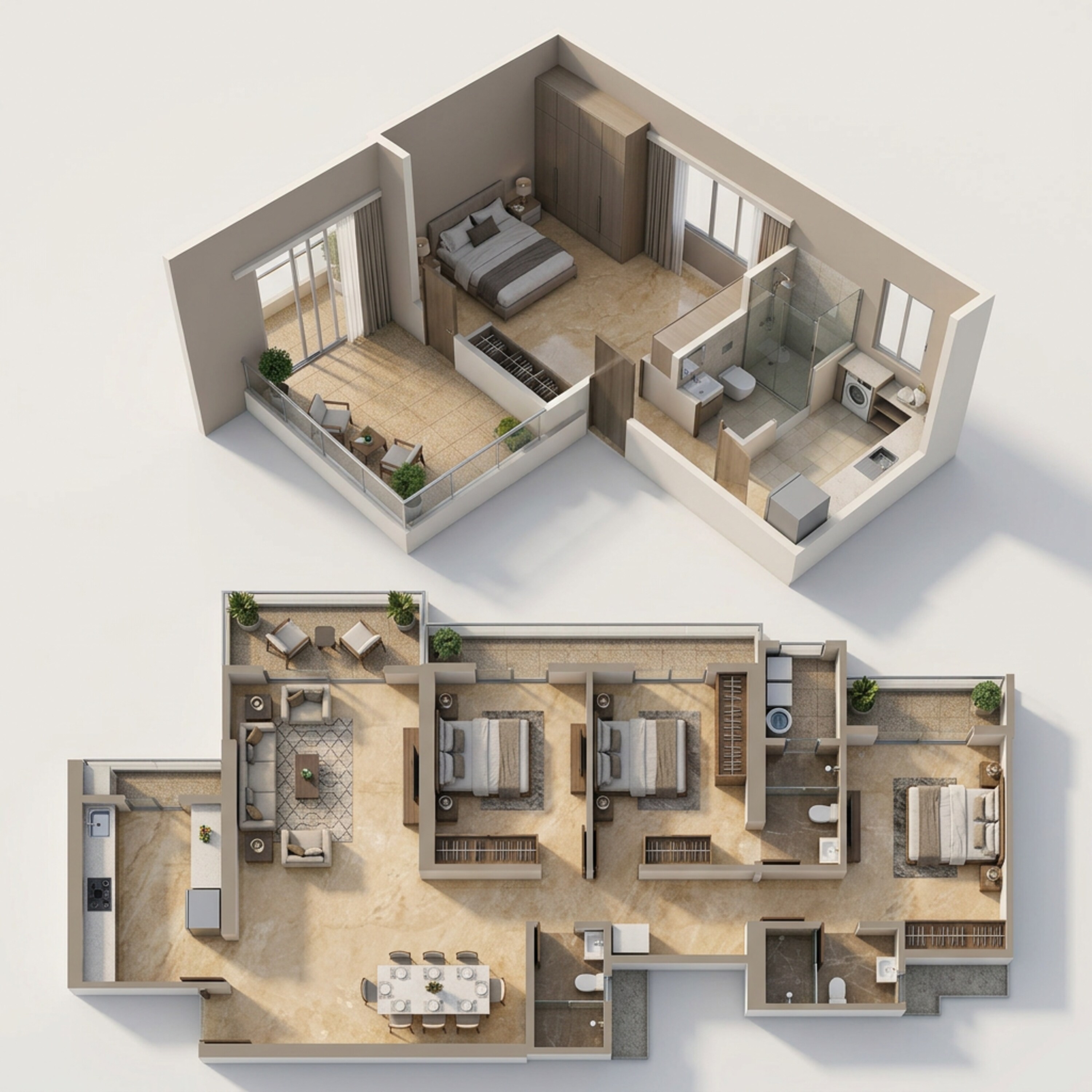 Floor plan of 3 BHK 1275 Sq. Ft. Apartment in Dosti Willow, Thane