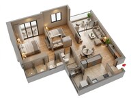 Floor plan of 2 BHK 782 Sq. Ft. Apartment in Kolte Patil Springshire, Pune