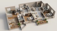 Floor plan of 3 BHK 1471 Sq. Ft. Apartment in Mantra Sky Homes, Pune