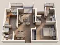 Floor plan of 1 BHK 413 Sq. Ft. Apartment in Mahindra Lifespaces Happinest Kalyan 2, Thane