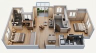Floor plan of 2 BHK 586 Sq. Ft. Apartment in Mahindra Lifespaces Happinest Kalyan 2, Thane
