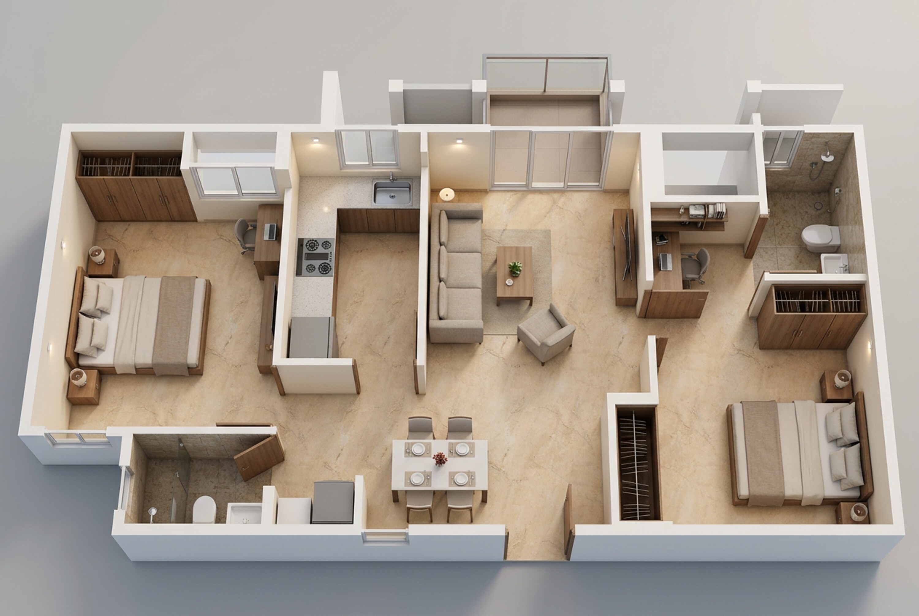 Floor plan of 2 BHK Apartment - 654 sq. ft. in Mahindra Lifespaces Happinest Kalyan 2, Thane
