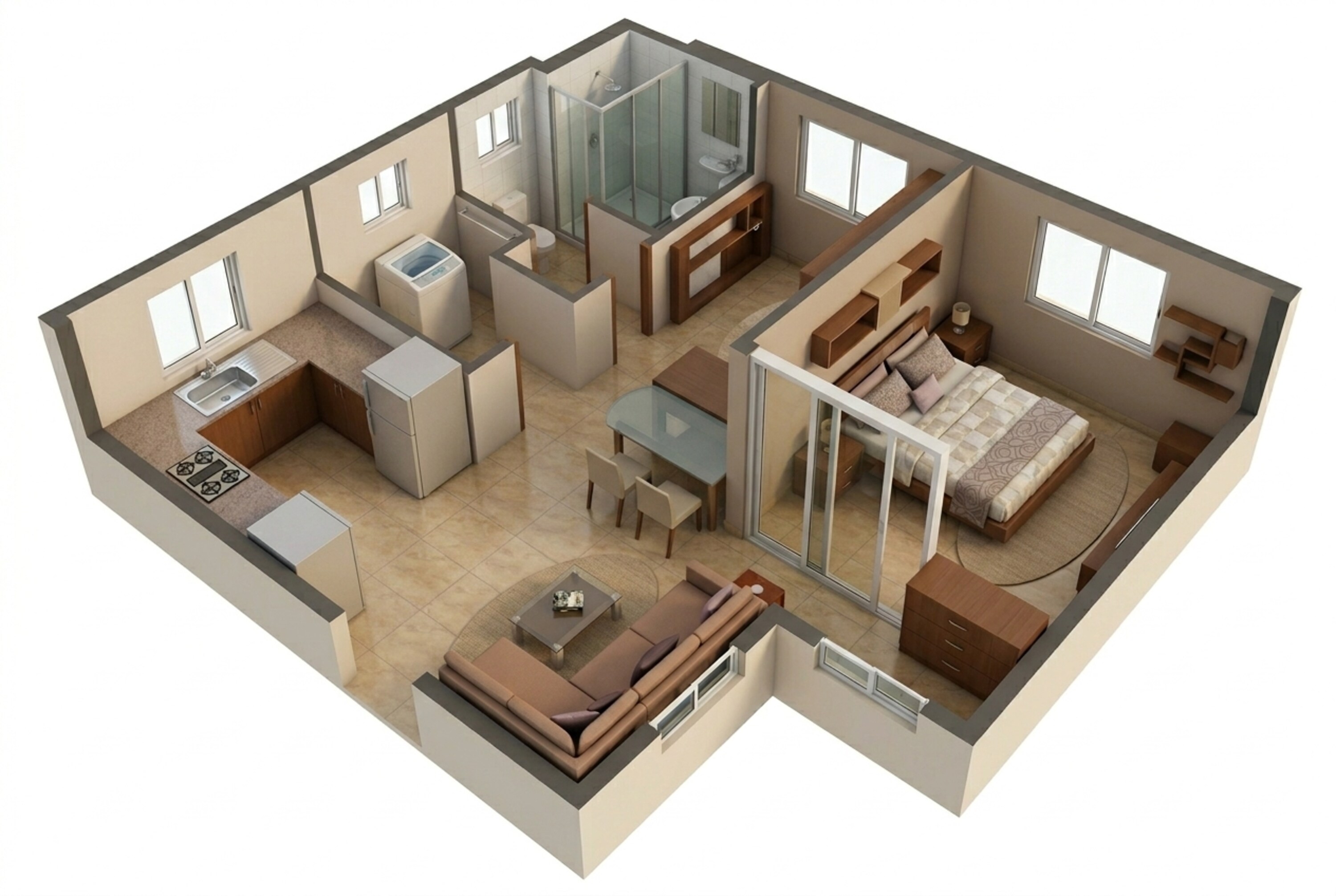 Floor plan of 1 BHK 354 Sq. Ft. Apartment in Lodha Crown Taloja Quality Homes, Thane