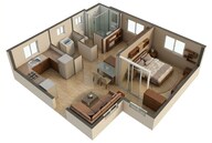 Floor plan of 1 BHK 354 Sq. Ft. Apartment in Lodha Crown Taloja Quality Homes, Thane