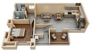 Floor plan of 1 BHK 682 Sq. Ft. Apartment in Gera Park View, Pune