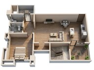 Floor plan of 1 BHK 766 Sq. Ft. Apartment in Gera Park View, Pune