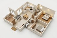 Floor plan of 2 BHK 1032 Sq. Ft. Apartment in Gera Park View, Pune