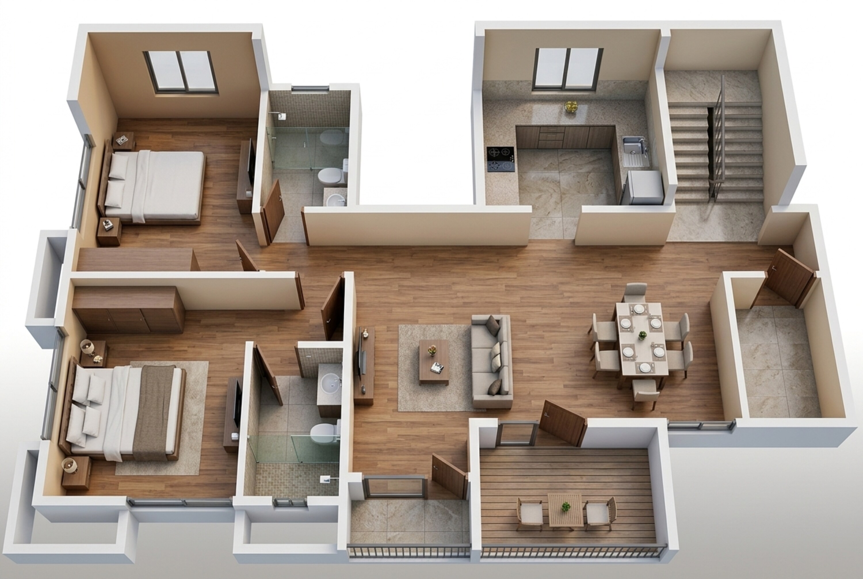 Floor plan of 2 BHK 1063 Sq. Ft. Apartment in Gera Park View, Pune