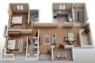 Floor plan of 2 BHK 1063 Sq. Ft. Apartment in Gera Park View, Pune