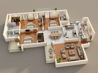 Floor plan of 3 BHK 2802 Sq. Ft. Apartment in Experion Windchants, Gurgaon