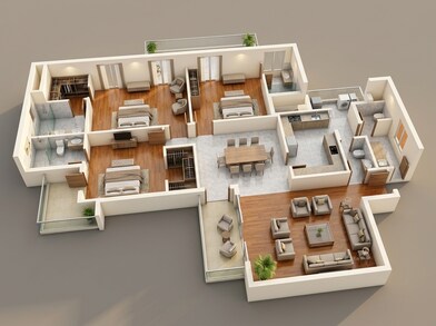 Floor plan of 3 BHK 2802 Sq. Ft. Apartment in Experion Windchants, Gurgaon