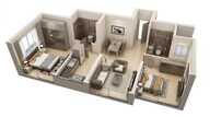 Floor plan of 2 BHK 666 Sq. Ft. Apartment in Dosti Eastern Bay, Mumbai