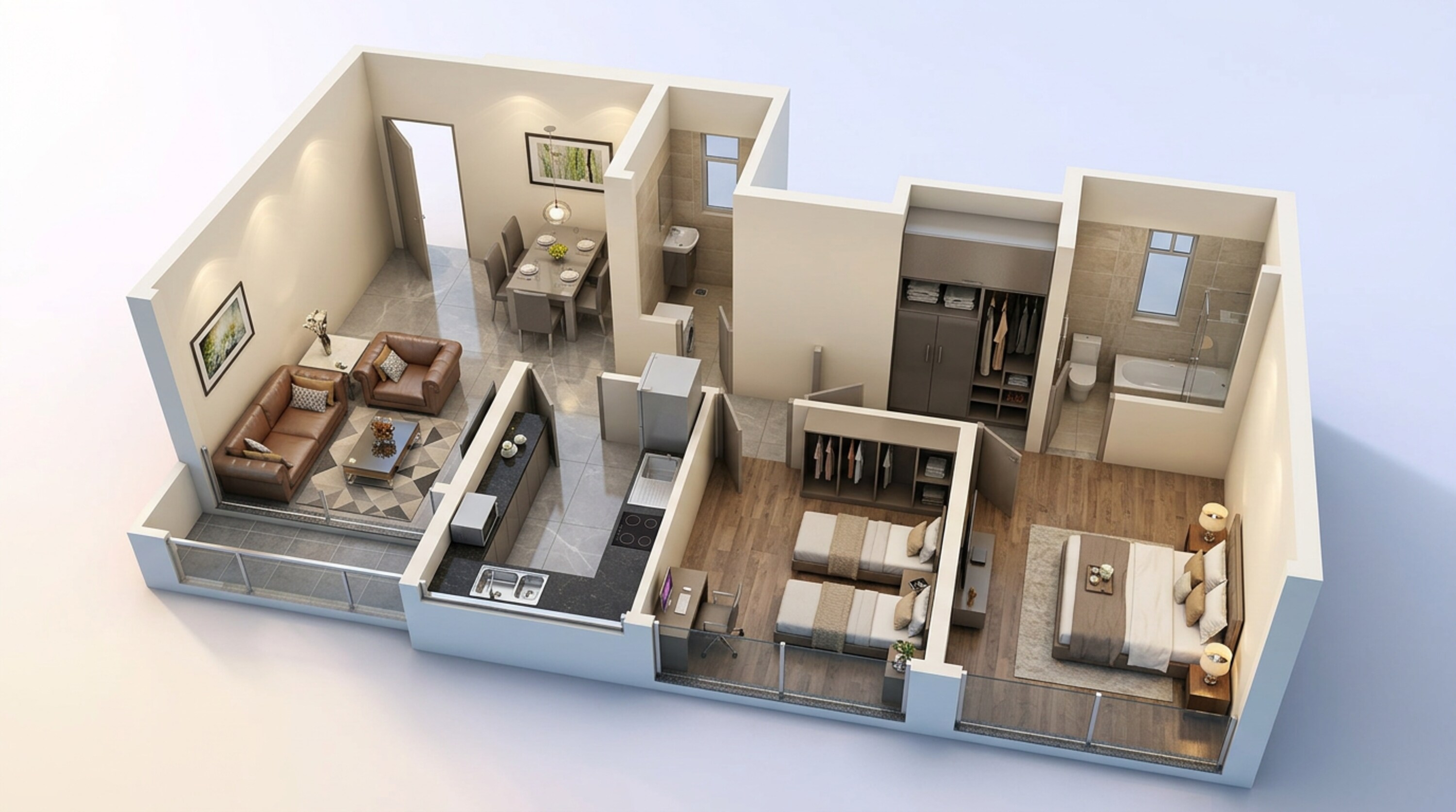 Floor plan of 2 BHK 785 Sq. Ft. Apartment in Dosti Eastern Bay, Mumbai