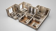 Floor plan of 3 BHK 965 Sq. Ft. Apartment in Dosti Eastern Bay, Mumbai