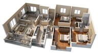 Floor plan of 3 BHK 1191 Sq. Ft. Apartment in Dosti Eastern Bay, Mumbai