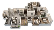 Floor plan of 4 BHK 1577 Sq. Ft. Apartment in Dosti Eastern Bay, Mumbai