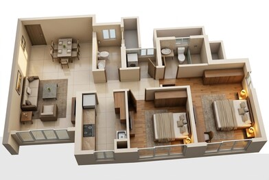 Floor plan of 2 BHK 663 Sq. Ft. Apartment in Runwal Bliss Divine, Mumbai
