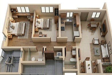 Floor plan of 2 BHK 793 Sq. Ft. Apartment in Runwal Bliss Divine, Mumbai