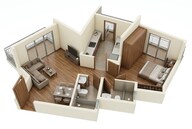 Floor plan of 1 BHK 389 Sq. Ft. Apartment in Mayfair Virar Gardens, Palghar