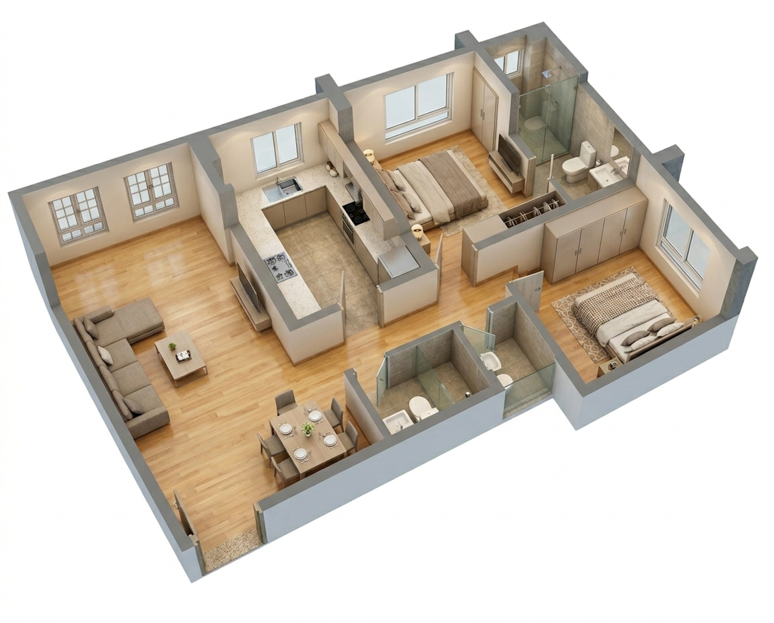 Floor plan of 2 BHK 653 Sq. Ft. Apartment in Ajmera Solis, Mumbai
