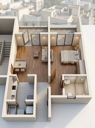 Floor plan of 1 BHK 548 Sq. Ft. Apartment in Rohan Abhilasha, Pune