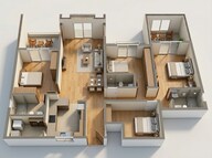 Floor plan of 3 BHK 1067 Sq. Ft. Apartment in Rohan Abhilasha, Pune