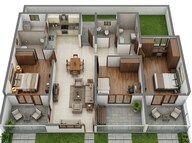 Floor plan of 3 BHK 1086 Sq. Ft. Apartment in Rohan Abhilasha, Pune