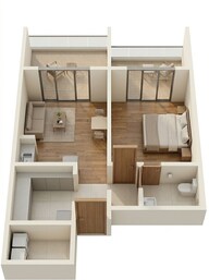Floor plan of 1 BHK 434 Sq. Ft. Apartment in Rohan Abhilasha, Pune