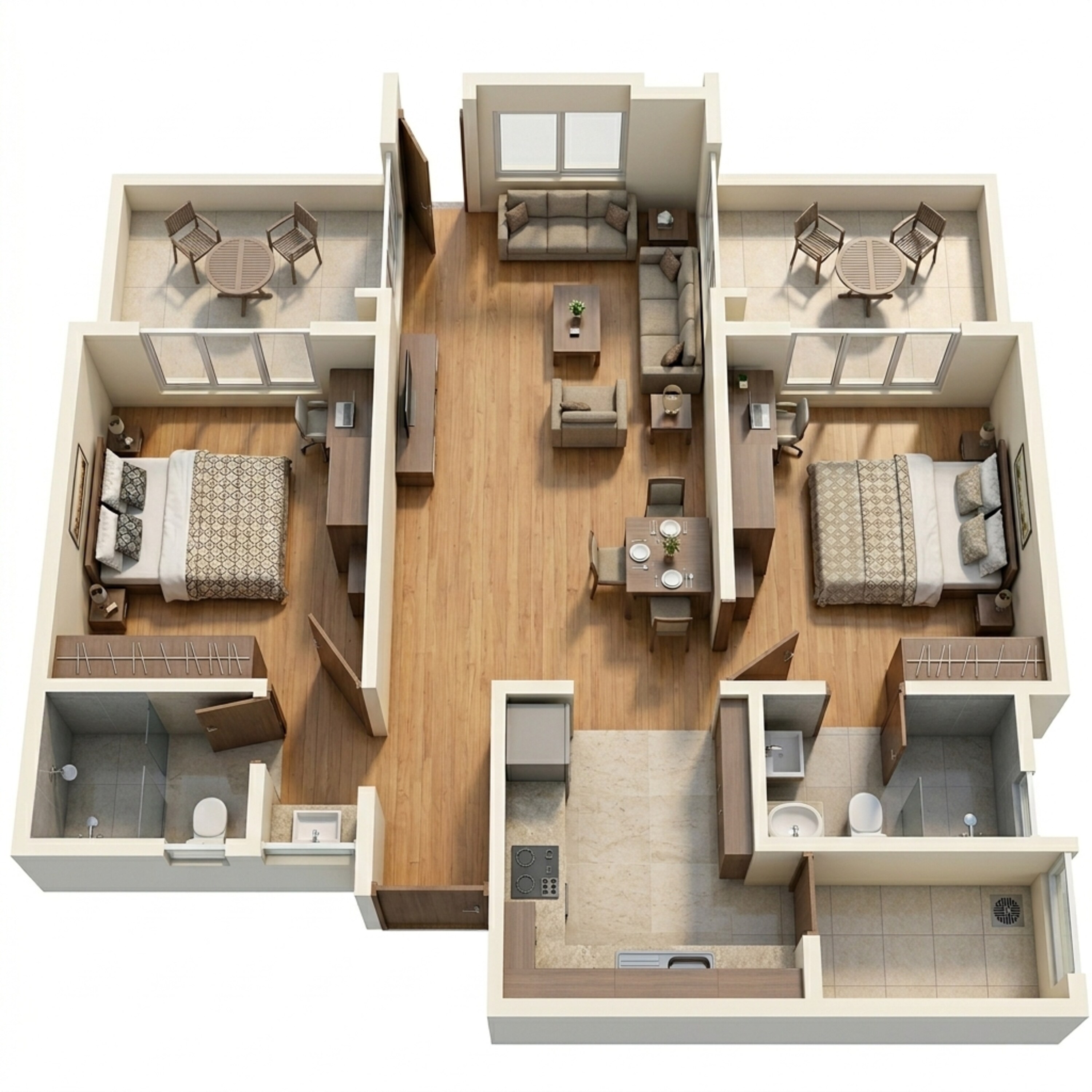 Floor plan of 2 BHK 605 Sq. Ft. Apartment in Rohan Abhilasha, Pune