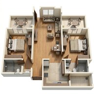 Floor plan of 2 BHK 605 Sq. Ft. Apartment in Rohan Abhilasha, Pune
