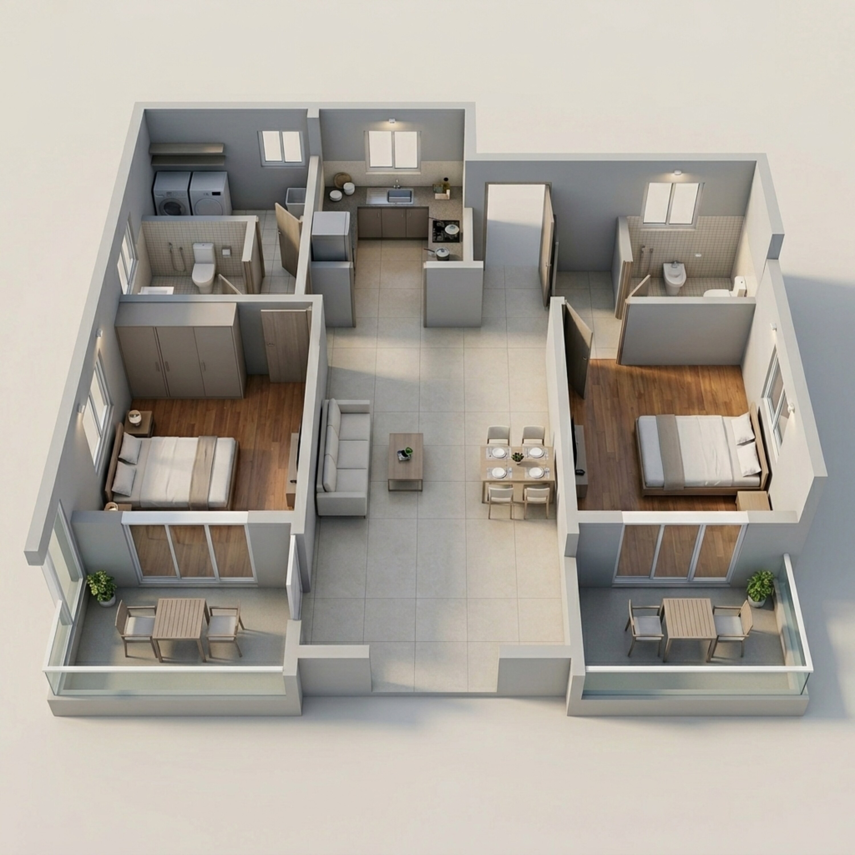 Floor plan of 2 BHK 874 Sq. Ft. Apartment in Rohan Abhilasha, Pune