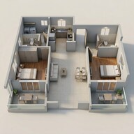 Floor plan of 2 BHK 874 Sq. Ft. Apartment in Rohan Abhilasha, Pune