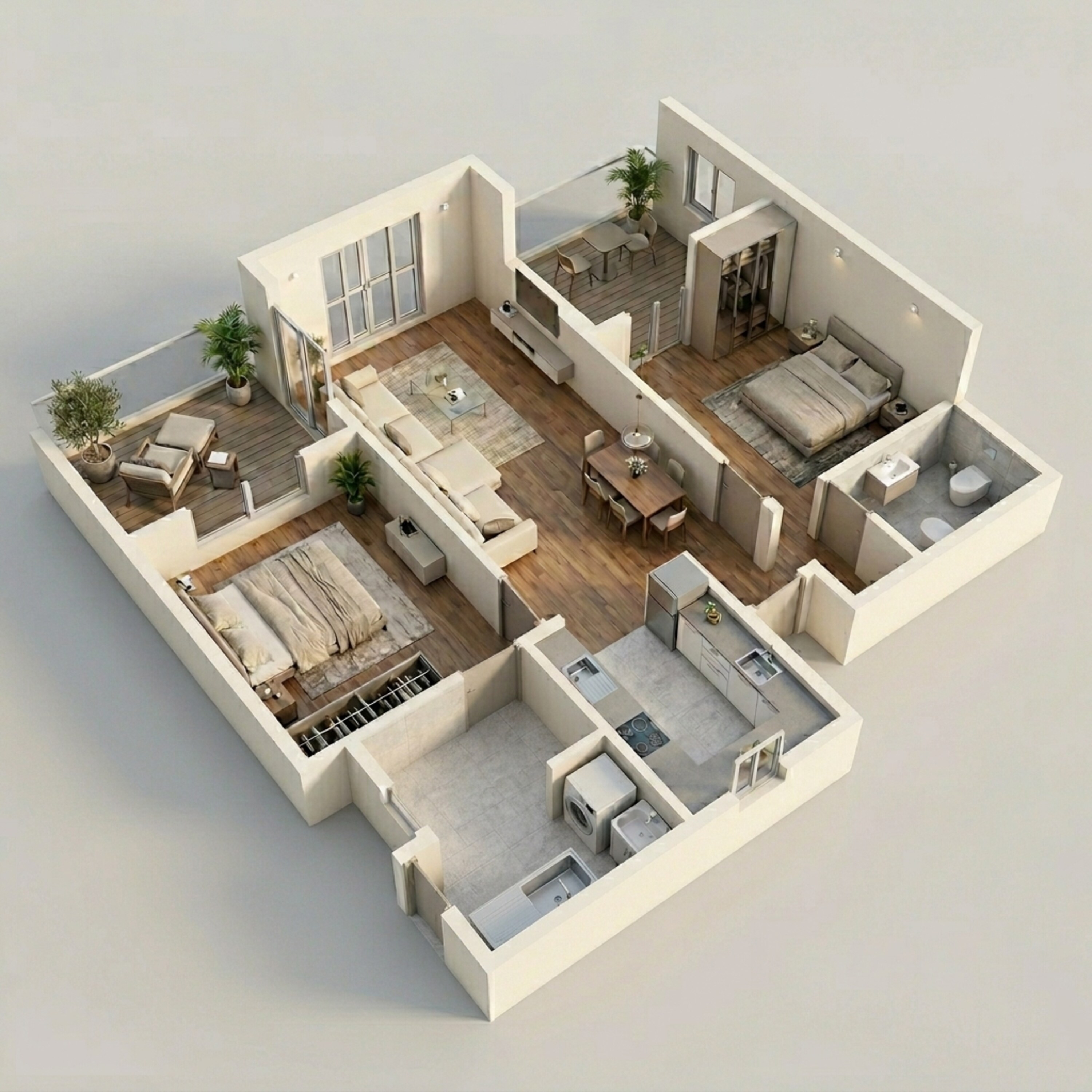 Floor plan of 2 BHK 611 Sq. Ft. Apartment in Rohan Abhilasha, Pune