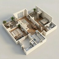 Floor plan of 2 BHK 611 Sq. Ft. Apartment in Rohan Abhilasha, Pune