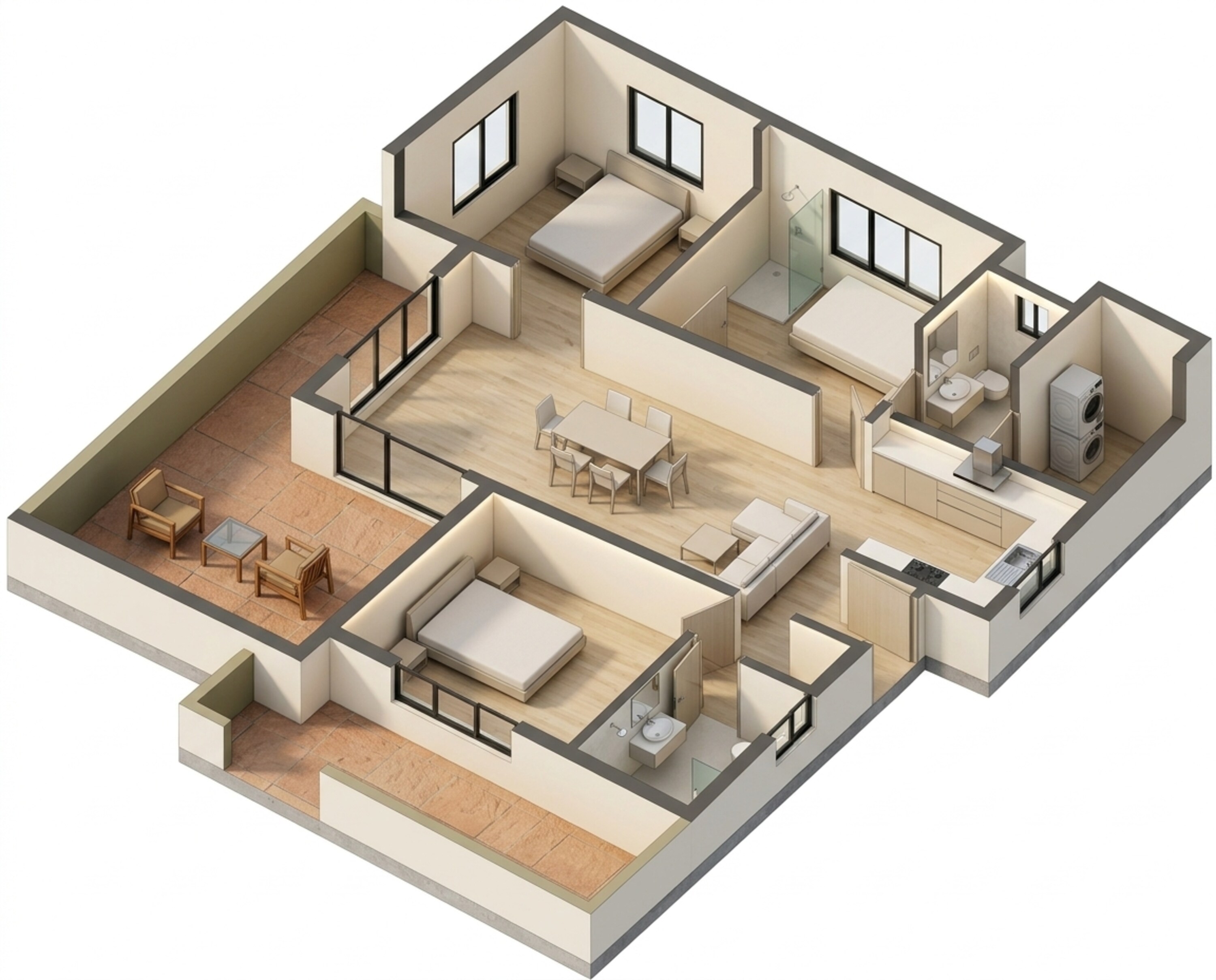 Floor plan of 2 BHK 771 Sq. Ft. Apartment in Rohan Abhilasha, Pune