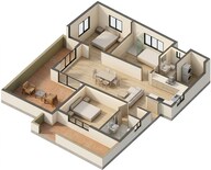 Floor plan of 2 BHK 771 Sq. Ft. Apartment in Rohan Abhilasha, Pune