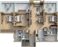 Floor plan of 3 BHK 932 Sq. Ft. Apartment in Rohan Abhilasha, Pune
