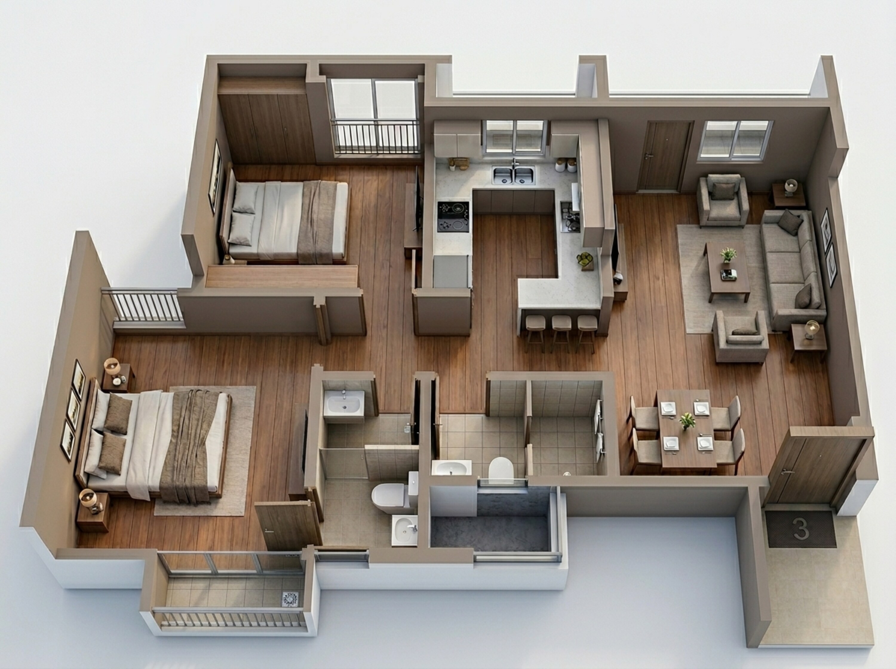 Floor plan of 2 BHK 472 Sq. Ft. Apartment in Rustomjee Global City Avenue, Palghar