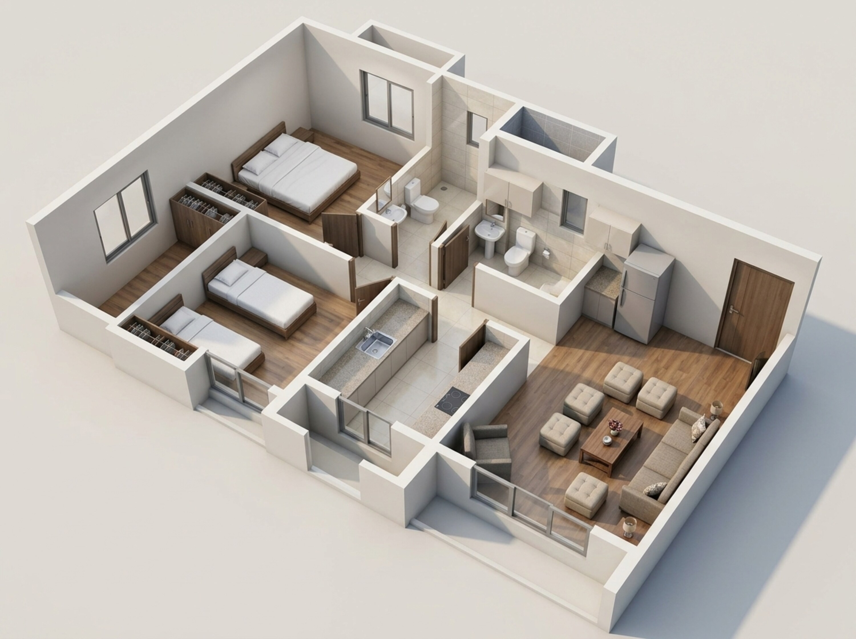 Floor plan of 2 BHK 512 Sq. Ft. Apartment in Rustomjee Global City Avenue, Palghar