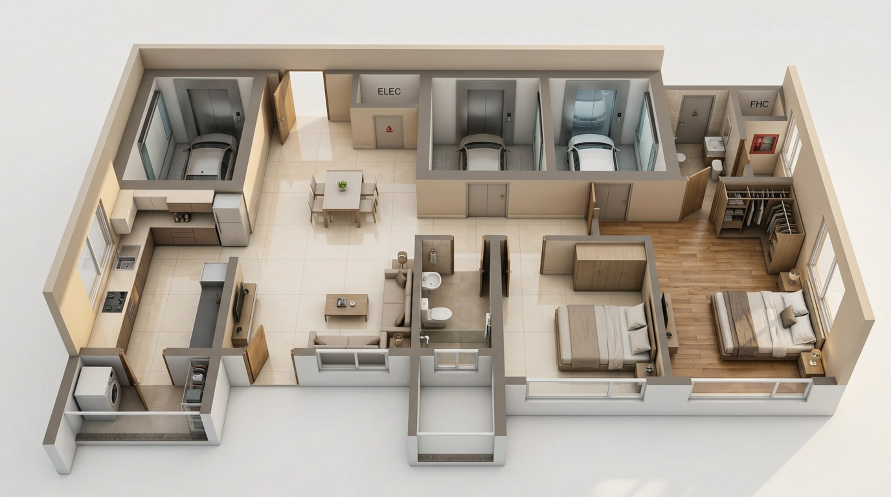 Floor plan of 2 BHK 630 Sq. Ft. Apartment in Runwal Bliss, Mumbai