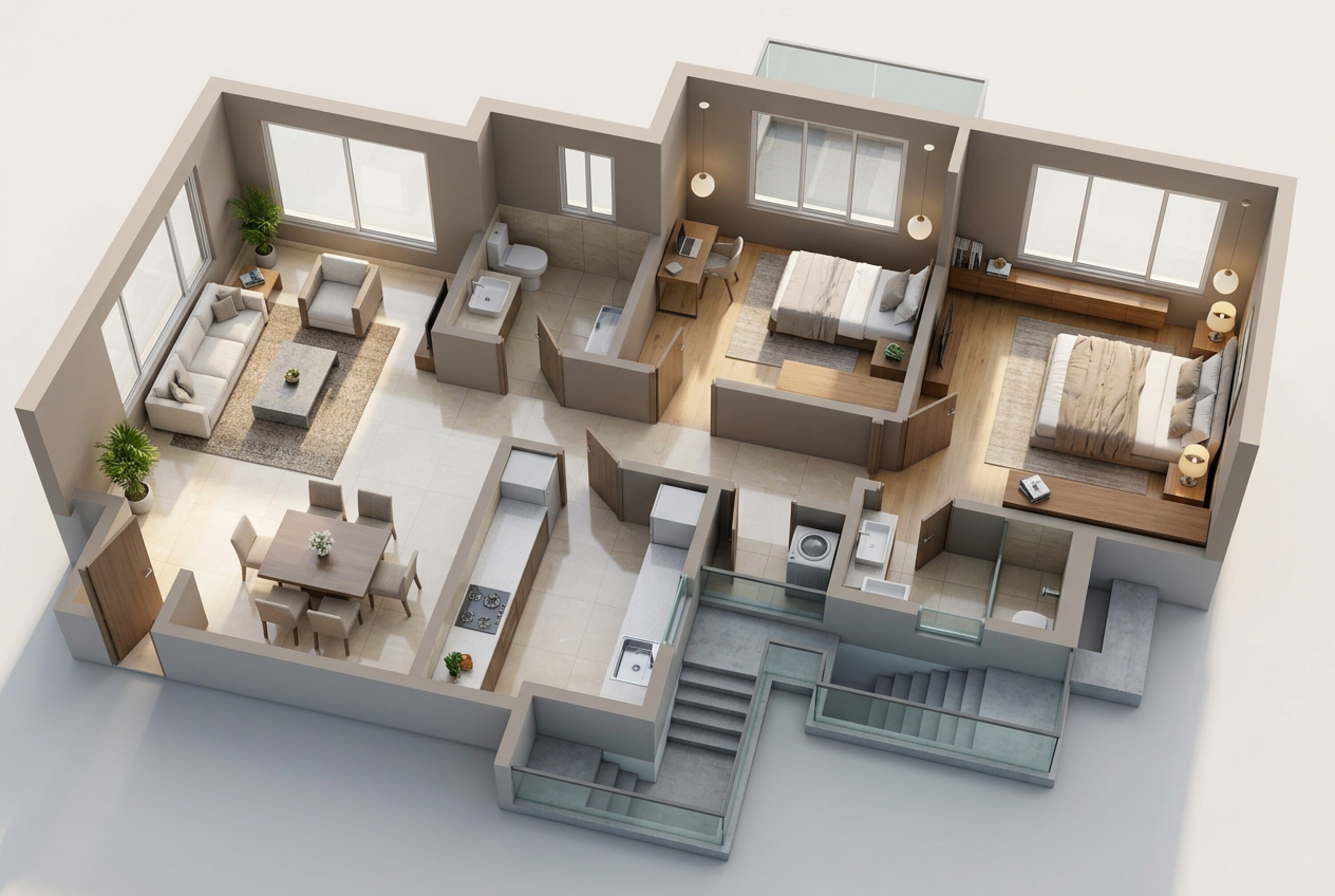 Floor plan of 3 BHK 687 Sq. Ft. Apartment in Runwal Bliss, Mumbai