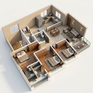 Floor plan of 3 BHK 1008 Sq. Ft. Apartment in Runwal Bliss, Mumbai