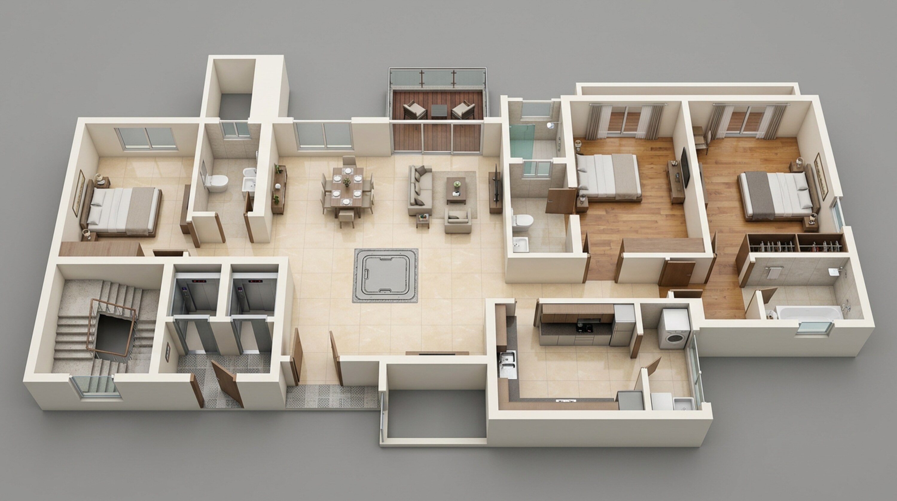 Floor plan of 3 BHK 1249 Sq. Ft. Apartment in Runwal Bliss, Mumbai